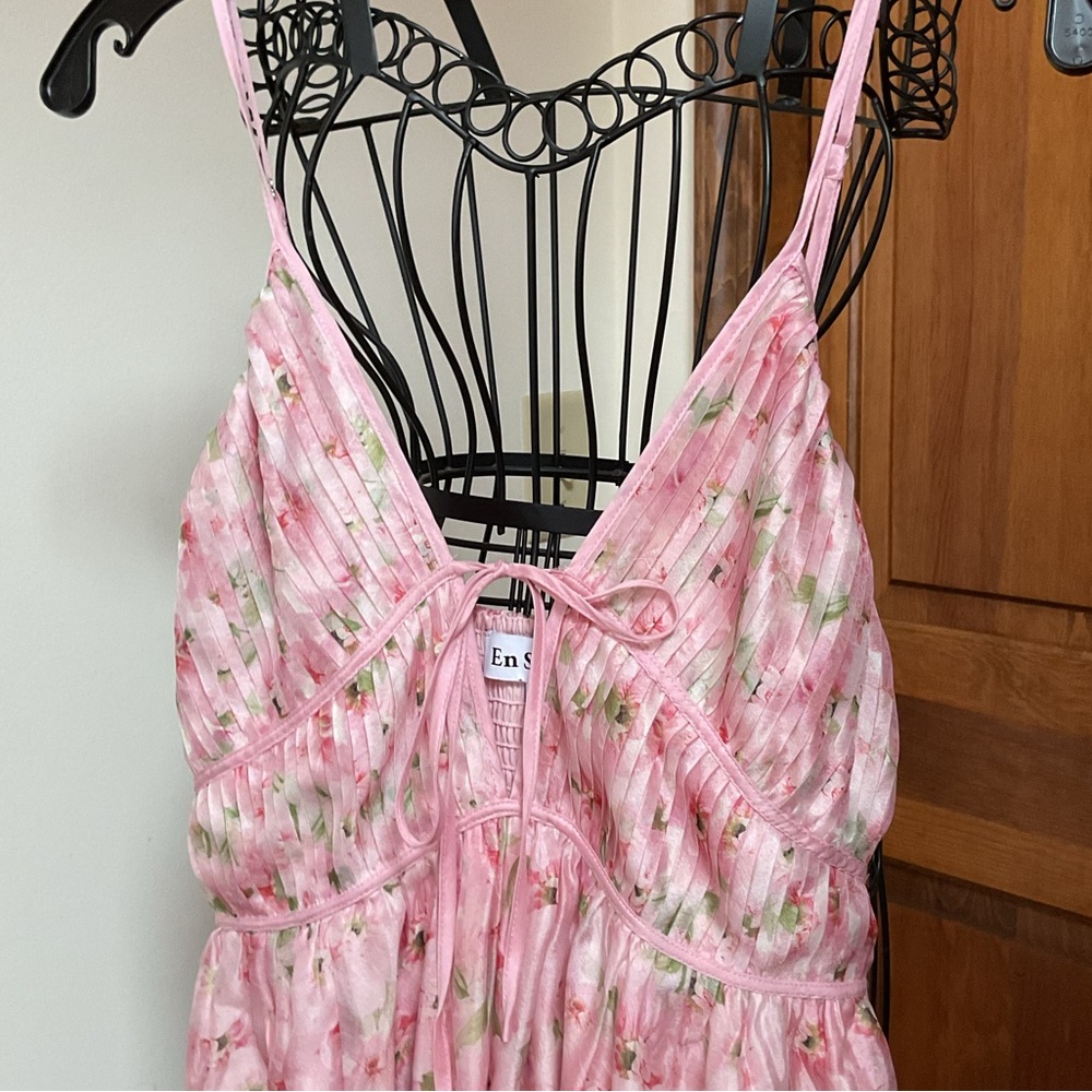 En Saison Pink Floral Midi Dress, Medium, New - Picture 3 of 9